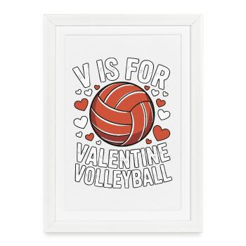 V is for Valentine Volleyball - Framed poster (27 × 37 cm) - white - Front