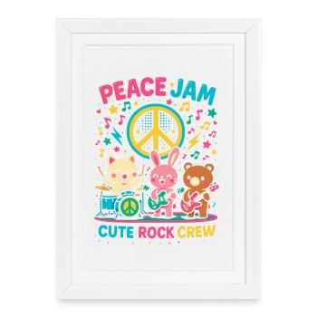 Peace Jam Rock crew, groupe mignon - Affiche encadrée (27 × 37 cm) - blanc - Devant