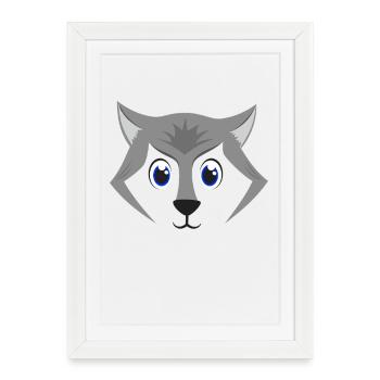 Cute Wolf Face Kawaii Grey Timber Wolf Costume - Framed poster (27 × 37 cm) - white - Front