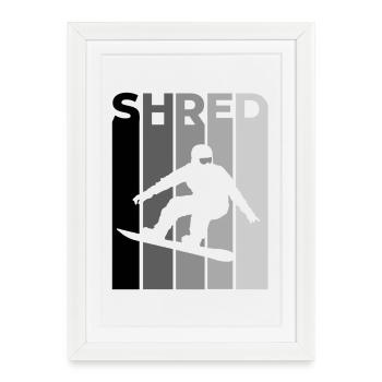 SHRED Snowboarder – Snowboard Saying & Action - Framed poster (27 × 37 cm) - white - Front
