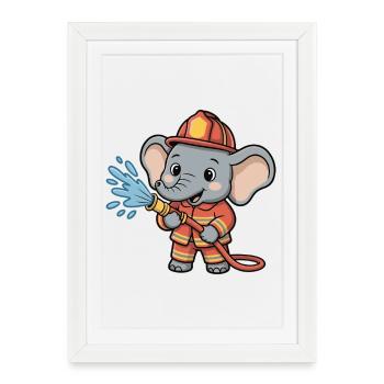 Fire Brigade Elephant Hose Splash - Framed poster (27 × 37 cm) - white - Front