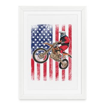 Dirt Biking USA Flag  - Framed poster (27 × 37 cm) - white - Front