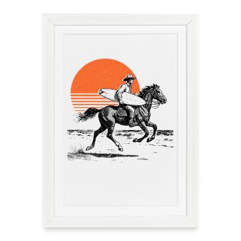 Cowboy Surfeur - Affiche encadrée (27 × 37 cm) - blanc - Devant