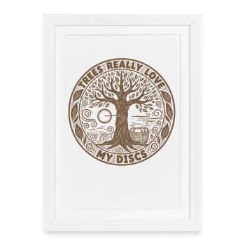 Les arbres adorent vraiment mes disques Disc Golf - Affiche encadrée (27 × 37 cm) - blanc - Devant