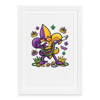 Dabbing Fleur De Lis Mardi Gras Dab Fleur De Lis - Framed poster (27 × 37 cm) - white - Front