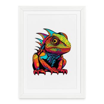 Iguane Animal de bande dessinée - Affiche encadrée (27 × 37 cm) - blanc - Devant