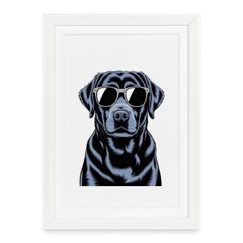 Labrador noir - Affiche encadrée (27 × 37 cm) - blanc - Devant
