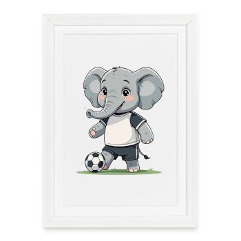 Football Éléphant Football - Affiche encadrée (27 × 37 cm) - blanc - Devant