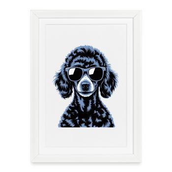 Caniche noir - Affiche encadrée (27 × 37 cm) - blanc - Devant