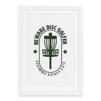 Beware Disc Golfer - Framed poster (27 × 37 cm) - white - Front