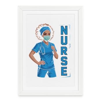 Blue Nurse Power - Framed poster (27 × 37 cm) - white - Front