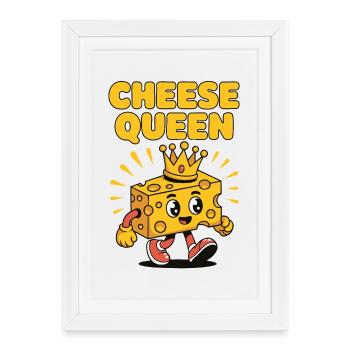Cheese Queen – Fromage à couronne - Affiche encadrée (27 × 37 cm) - blanc - Devant