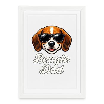 Beagle Papa Papa Rétro Vintage - Affiche encadrée (27 × 37 cm) - blanc - Devant