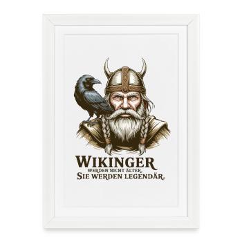 Wikinger Viking Legende Seemann Odin Rabe Kämpfer - Gerahmtes Poster (27 × 37 cm) - Weiß - Vorne