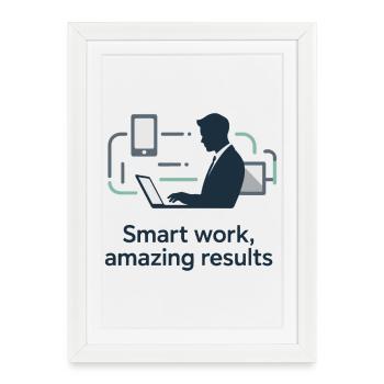 Silhouette de la technologie Smart Work - Affiche encadrée (27 × 37 cm) - blanc - Devant