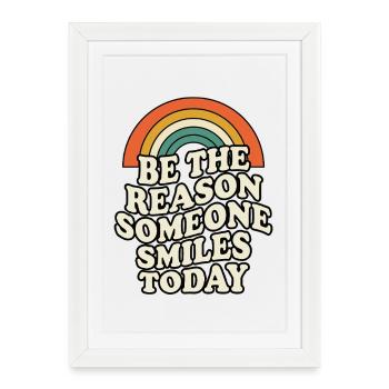Be The Reason Someone Smiles Today Retro Rainbow - Framed poster (27 × 37 cm) - white - Front