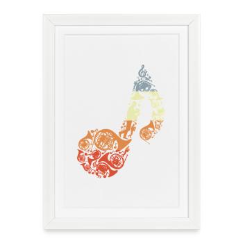 French Horn Sketch Vintage Look - Framed poster (27 × 37 cm) - white - Front