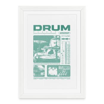 Batteur rock Drumplayer Streetwear - Affiche encadrée (27 × 37 cm) - blanc - Devant