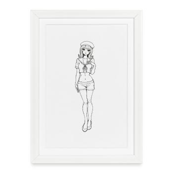 Style rétro Pin-up Sailor Navy - Affiche encadrée (27 × 37 cm) - blanc - Devant