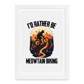 Je préférerais faire du pédalo à Meowtain - Affiche encadrée (27 × 37 cm) - blanc - Devant