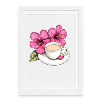 Hibiscus Coffee Mug Impression - Framed poster (27 × 37 cm) - white - Front