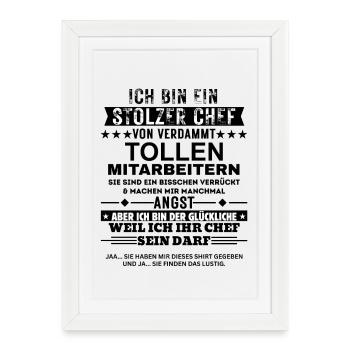 Cadeau du patron fier d’un excellent employé - Affiche encadrée (27 × 37 cm) - blanc - Devant