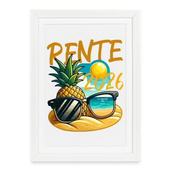 Retraite Retro Pineapple Beach 2026 - Affiche encadrée (27 × 37 cm) - blanc - Devant