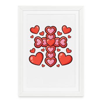 Cross of Hearts Valentine Display - Framed poster (27 × 37 cm) - white - Front