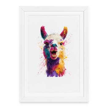 Colorful Llama Explosion - Framed poster (27 × 37 cm) - white - Front