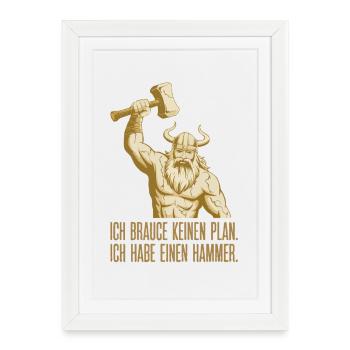 Légende viking viking marin Odin Raven Fighter - Affiche encadrée (27 × 37 cm) - blanc - Devant