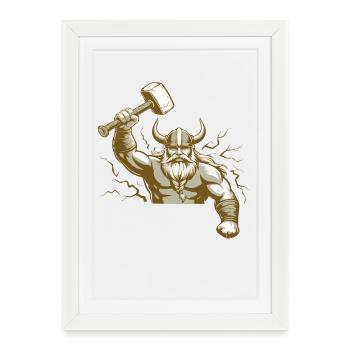 Légende viking viking marin Odin Raven Fighter - Affiche encadrée (27 × 37 cm) - blanc - Devant