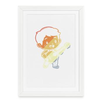 Petit Banjoïste Comic - Affiche encadrée (27 × 37 cm) - blanc - Devant