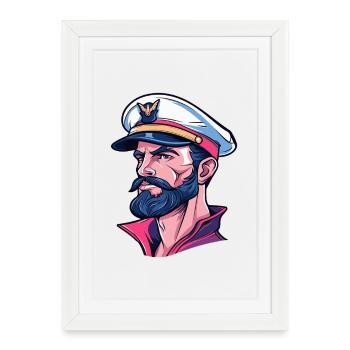 Captain in Neon Comic Style - Framed poster (27 × 37 cm) - white - Front
