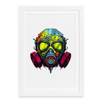 Graffiti sur le masque à gaz - Affiche encadrée (27 × 37 cm) - blanc - Devant