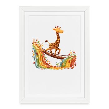 Giraffe on Rainbow Bridge - Framed poster (27 × 37 cm) - white - Front