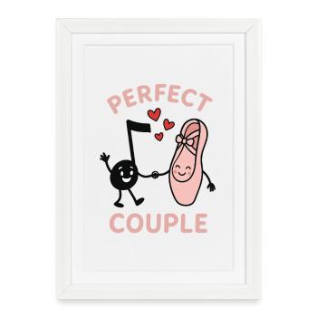 Parfait Couple Musique Note de Ballet Shoe Hearts - Affiche encadrée (27 × 37 cm) - blanc - Devant