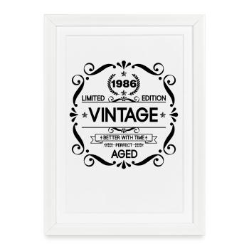 Édition limitée vintage Born en 1986 Perfect Aged - Affiche encadrée (27 × 37 cm) - blanc - Devant