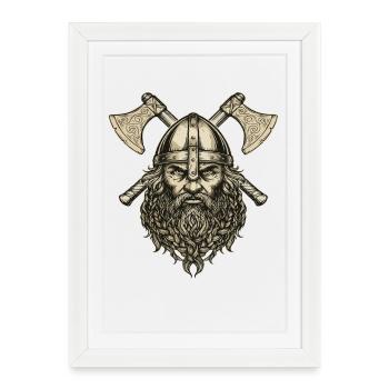 Légende viking viking marin Odin Raven Fighter - Affiche encadrée (27 × 37 cm) - blanc - Devant