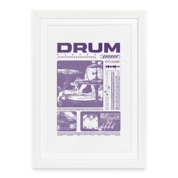 Batteur rock Drumplayer Streetwear - Affiche encadrée (27 × 37 cm) - blanc - Devant