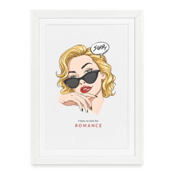 Pas de temps pour la romance Pop art Woman Design - Affiche encadrée (27 × 37 cm) - blanc - Devant