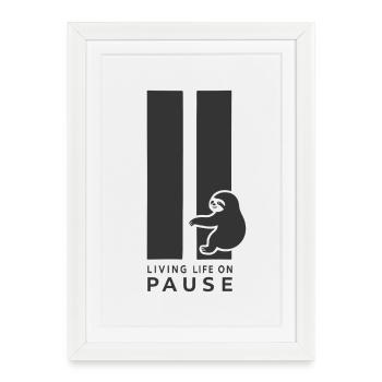 Paresseux vivant en pause Relaxant Relaxant - Affiche encadrée (27 × 37 cm) - blanc - Devant