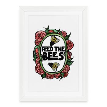 Feed the Bees Floral Frame - Framed poster (27 × 37 cm) - white - Front