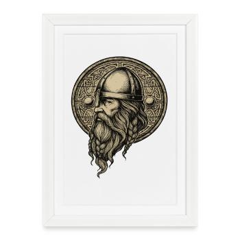 Légende viking viking marin Odin Raven Fighter - Affiche encadrée (27 × 37 cm) - blanc - Devant