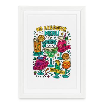 Pas de menu hangar, carte mocktail - Affiche encadrée (27 × 37 cm) - blanc - Devant
