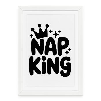 Roi de la sieste : repos royal - Affiche encadrée (27 × 37 cm) - blanc - Devant