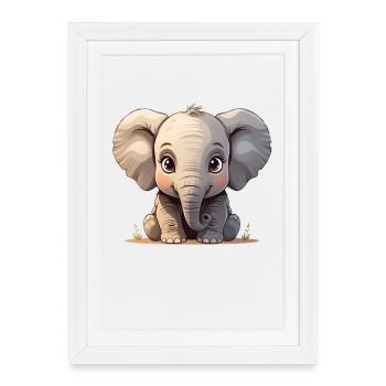 Dessin animé mignon bébé éléphant - Affiche encadrée (27 × 37 cm) - blanc - Devant