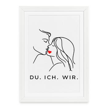Minimal Heart Down, partenaire de la Saint-Valentin - Affiche encadrée (27 × 37 cm) - blanc - Devant