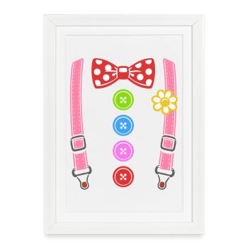 Colorful clown costume with suspenders - Framed poster (27 × 37 cm) - white - Front