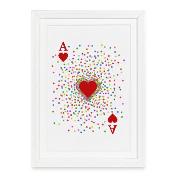 Costume de confettis Heart Ace | Déguisement de carnaval - Affiche encadrée (27 × 37 cm) - blanc - Devant