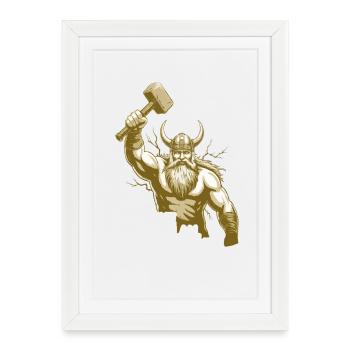 Légende viking viking marin Odin Raven Fighter - Affiche encadrée (27 × 37 cm) - blanc - Devant